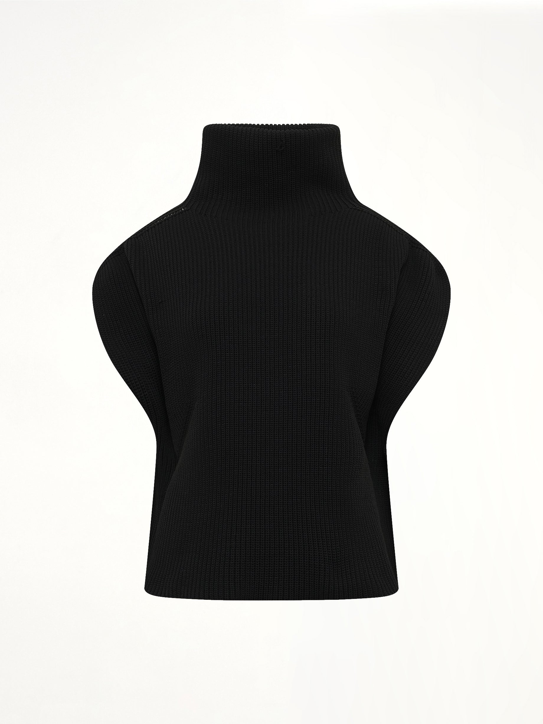Low Gauge Crease Highneck Top in Black