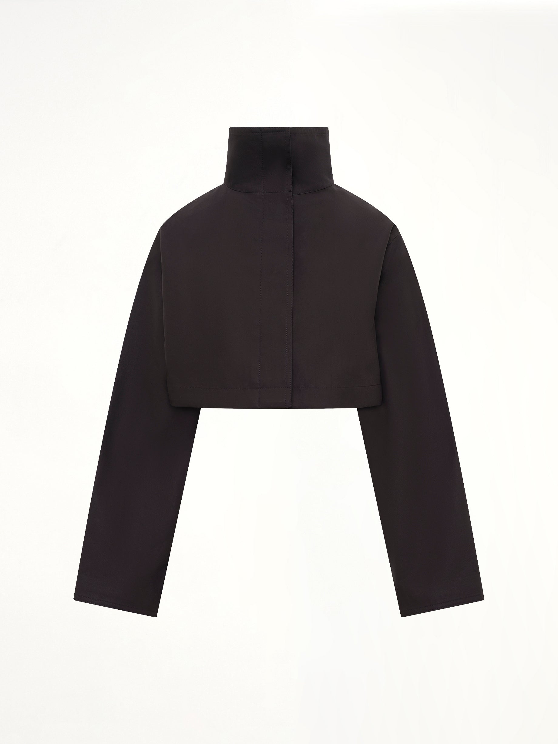 Silk Cotton Cropped Jacket in Black
