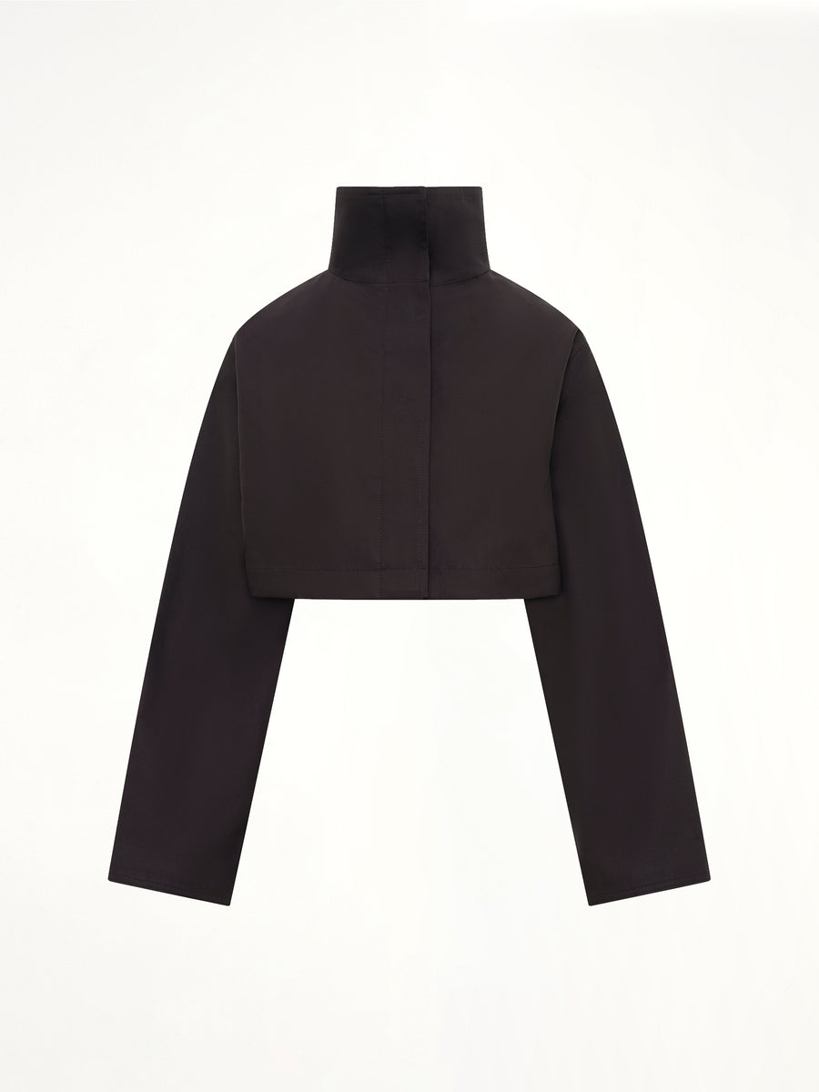 Silk Cotton Cropped Jacket in Black