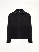 Fluted Shirt Collar Blouson in Black