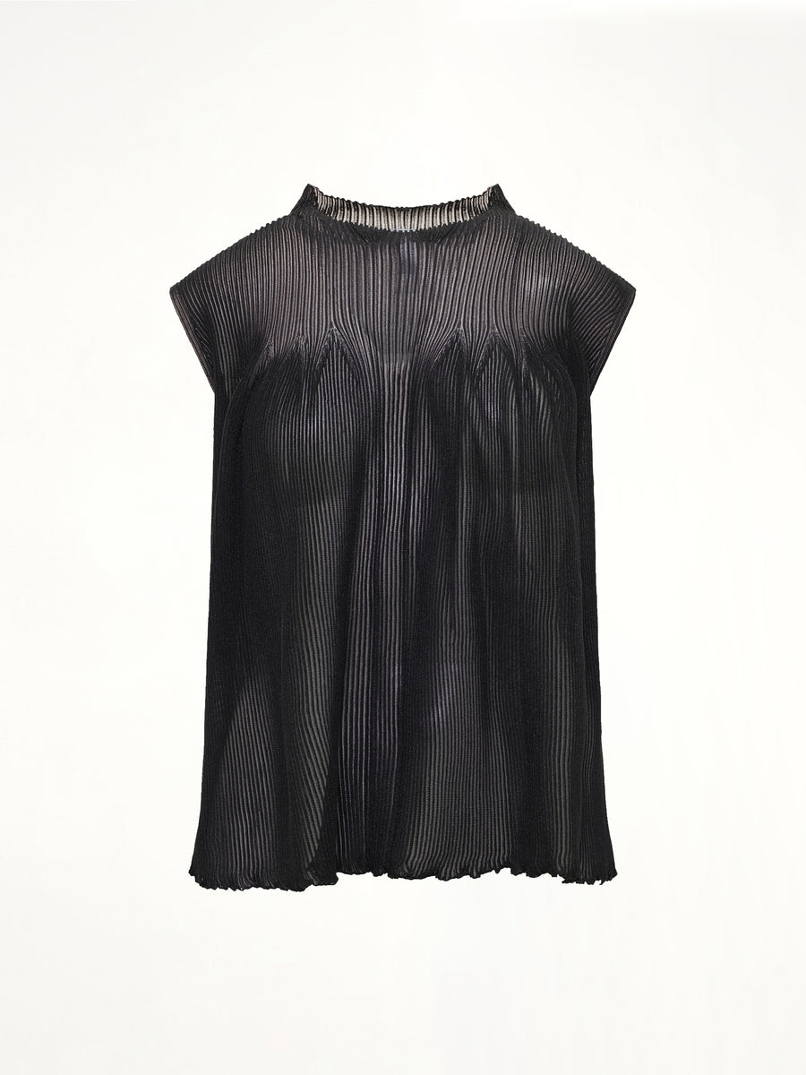 Hypha Lucent Glitter Sleeveless Bust Flare Top in Black