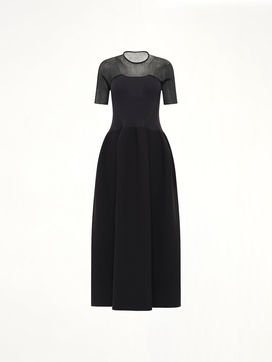 Pottery Lucent Decolletage Short Sleeve Dress in Black