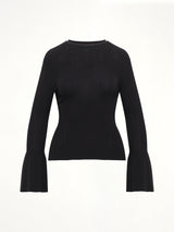 Soft Portrait Long Bell Sleeve Top in Black
