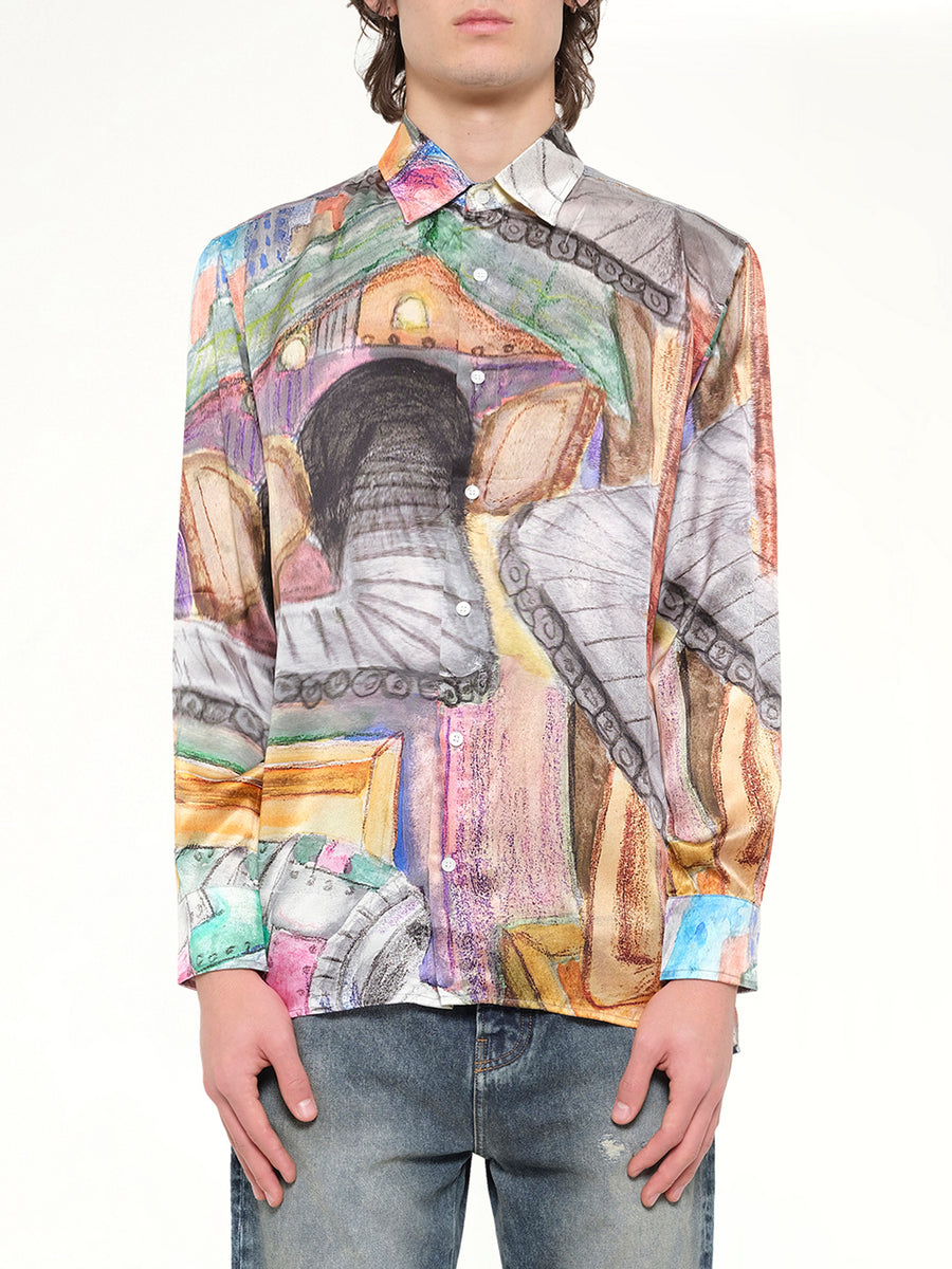 Book Page Silk Shirt in Multicolour