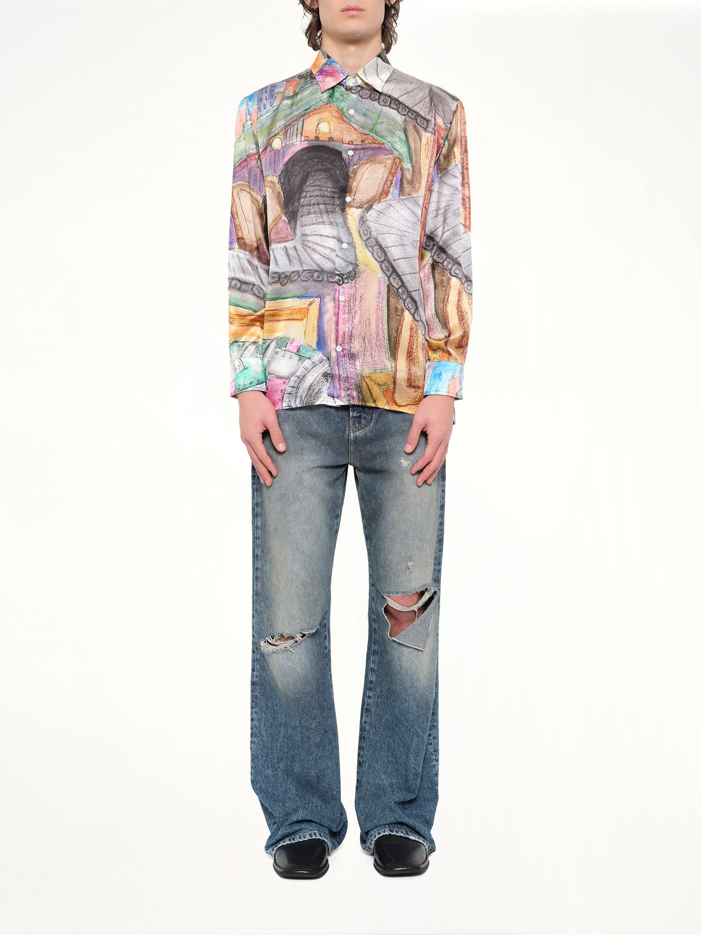 Book Page Silk Shirt in Multicolour