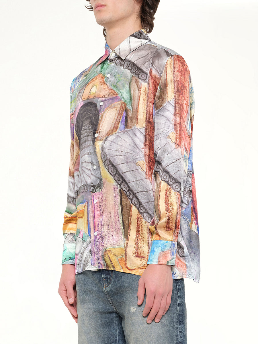 Book Page Silk Shirt in Multicolour