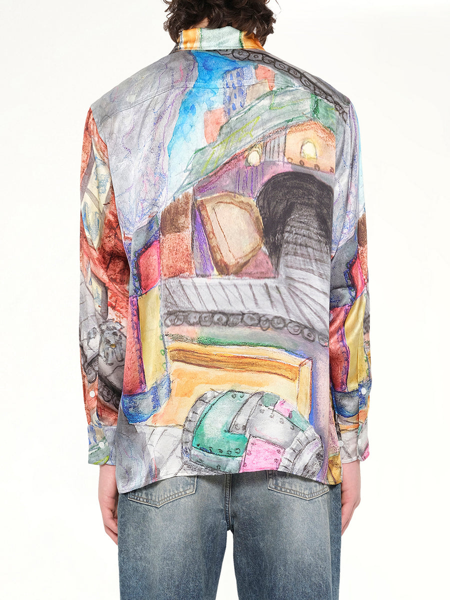 Book Page Silk Shirt in Multicolour