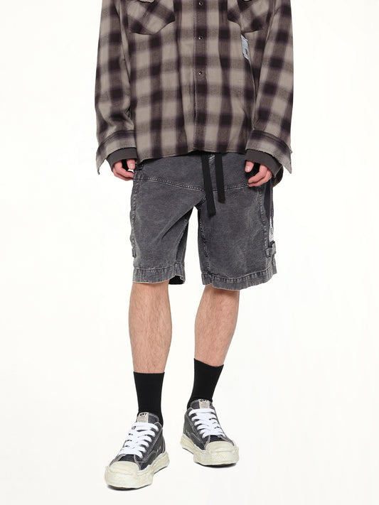 Damaged Cargo Short Pants in Black