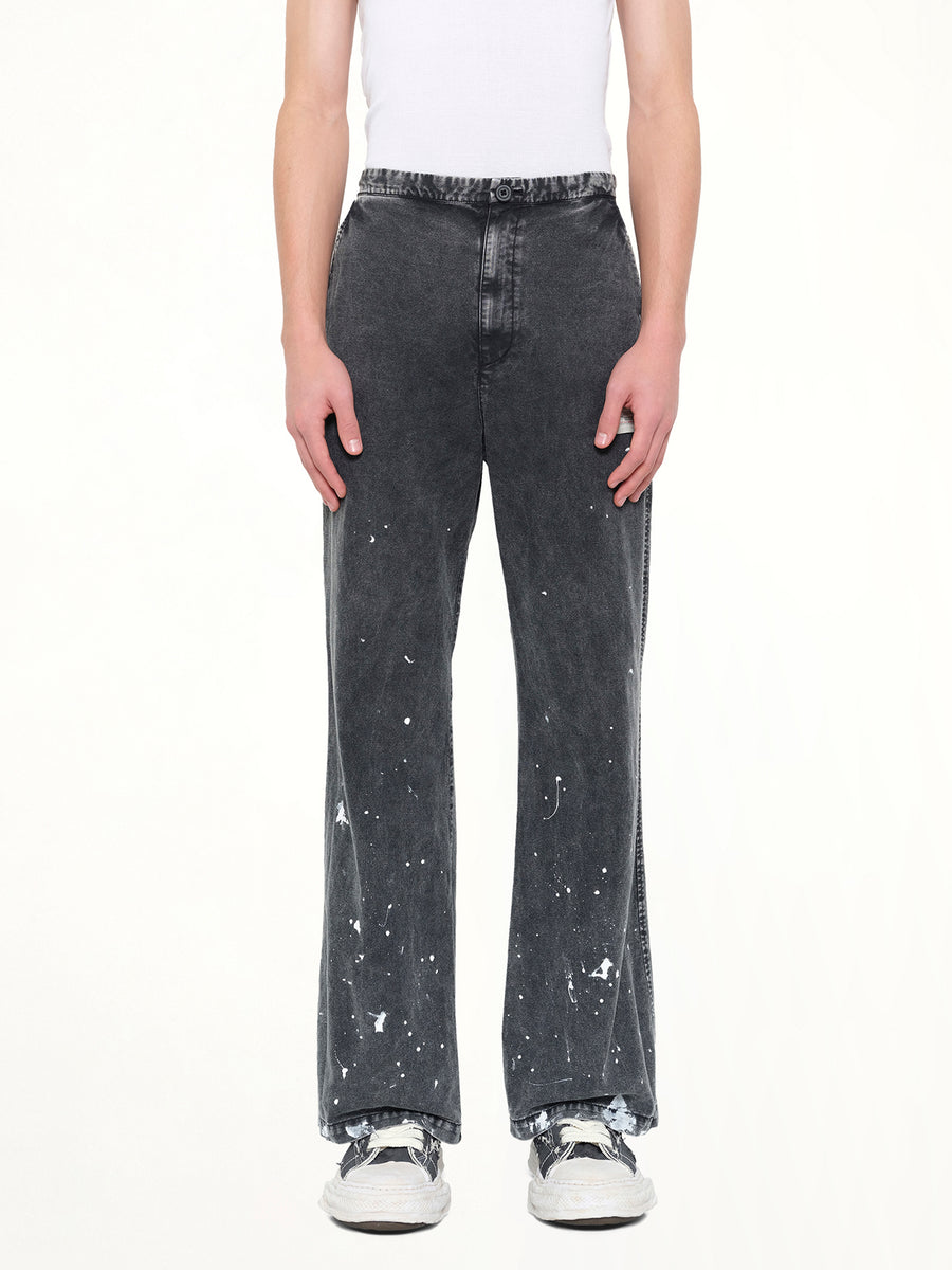 Distressed Corduroy Trousers in Black