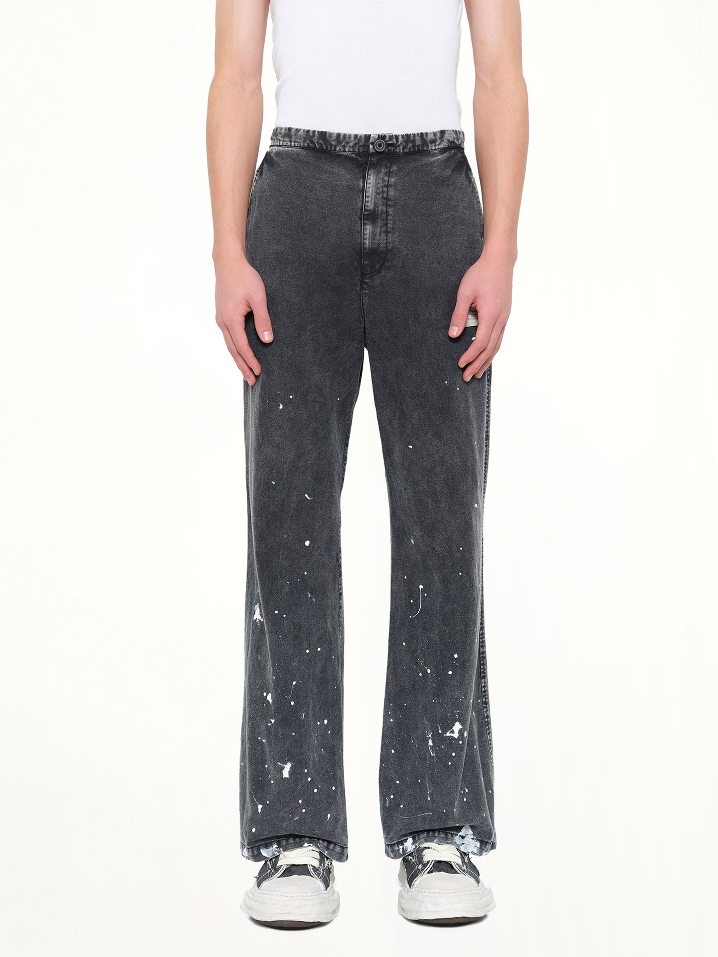 Distressed Corduroy Trousers in Black