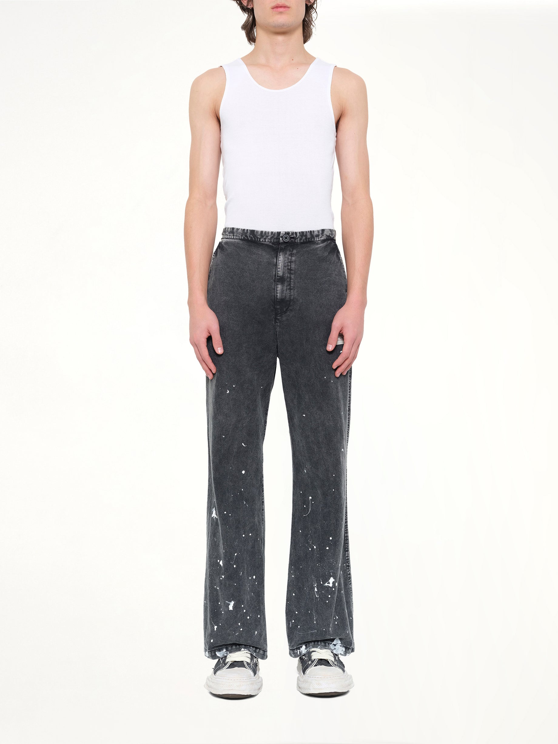 MAISON MIHARA YASUHIRO , Distressed Corduroy Trousers in Black Model View from MARAIS