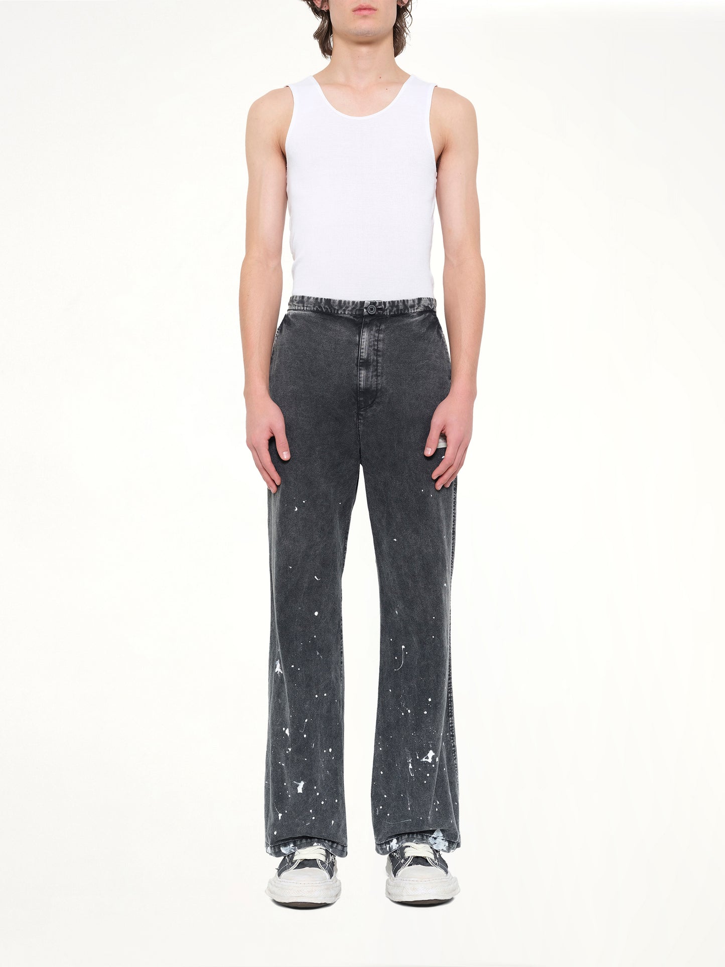 Distressed Corduroy Trousers in Black