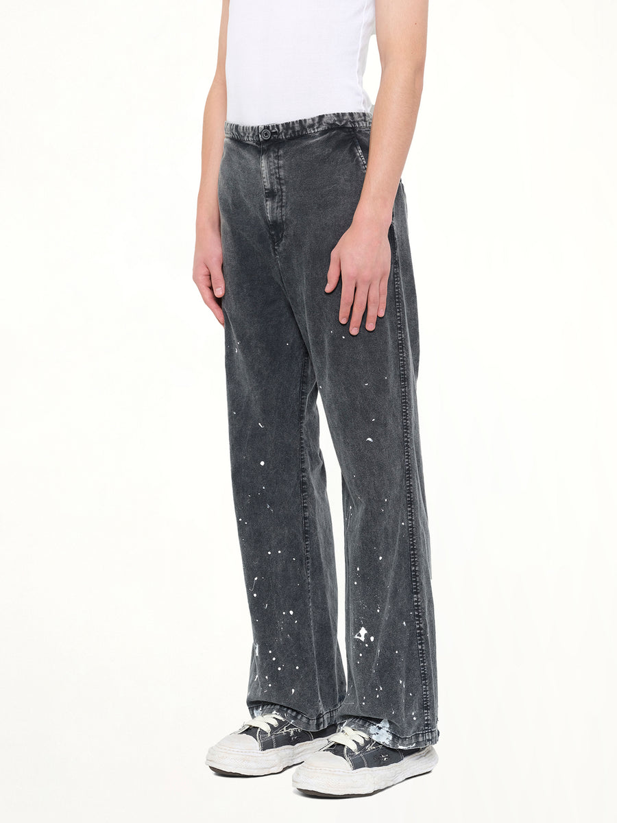 Distressed Corduroy Trousers in Black