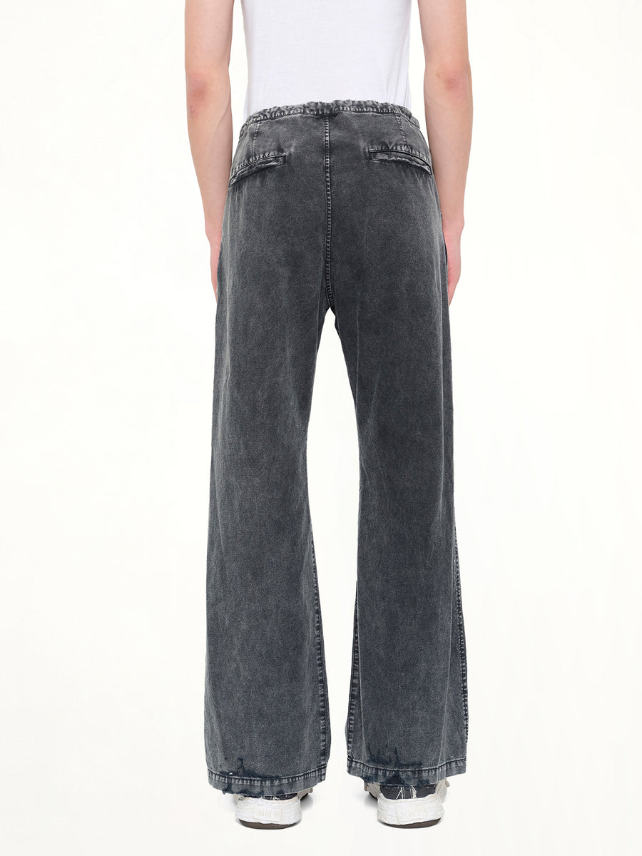 Distressed Corduroy Trousers in Black