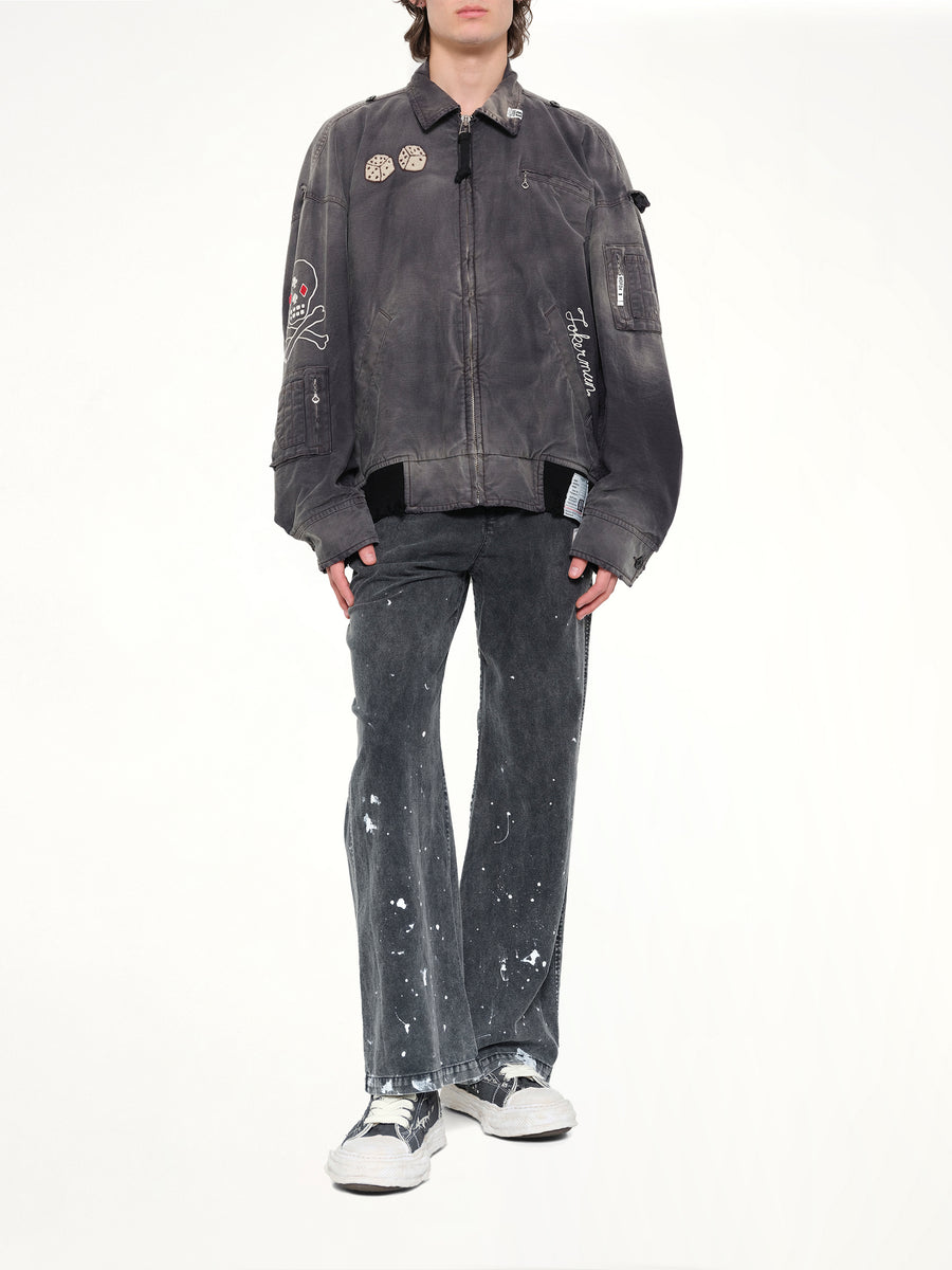 Distressed Corduroy Trousers in Black