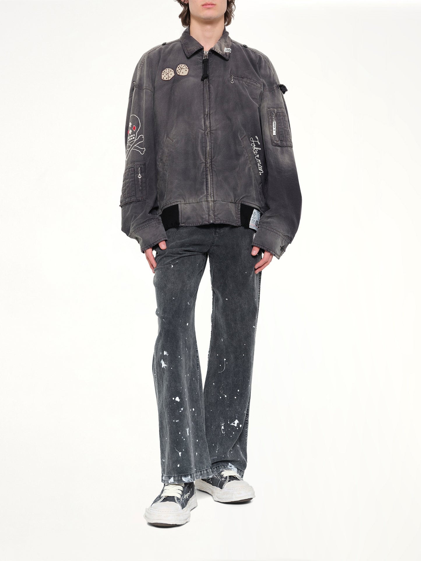 Distressed Corduroy Trousers in Black