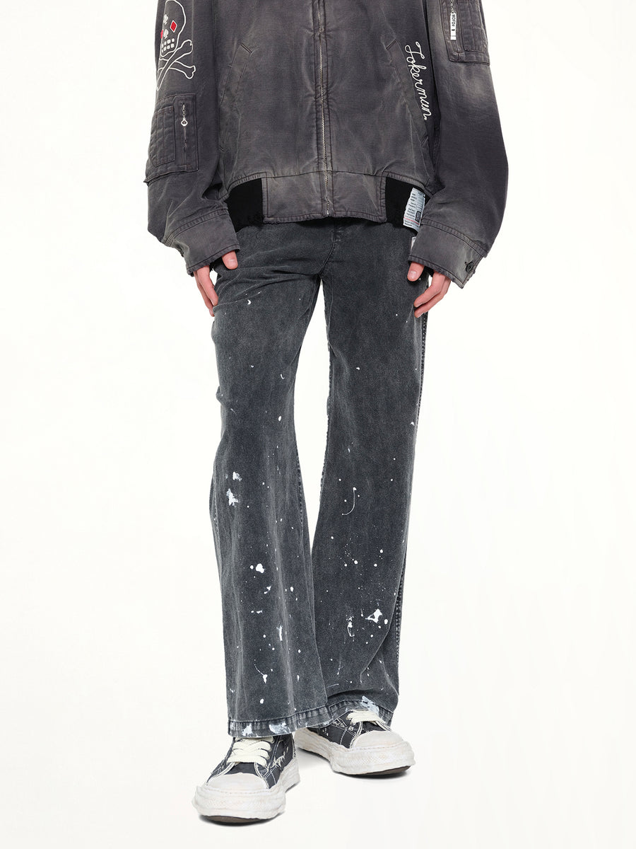 Distressed Corduroy Trousers in Black
