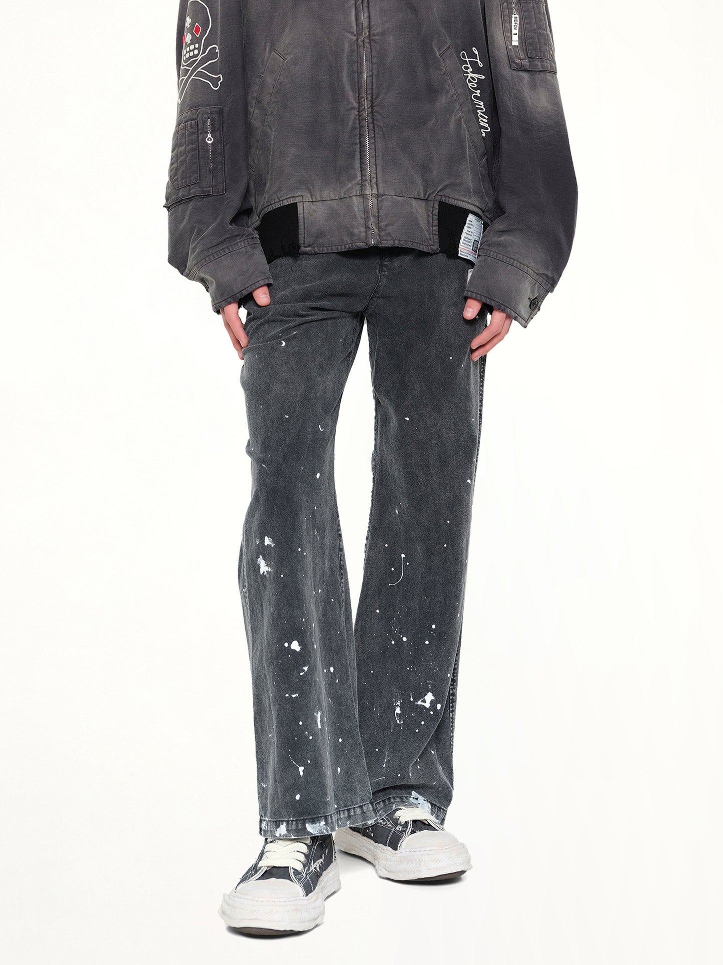 Distressed Corduroy Trousers in Black