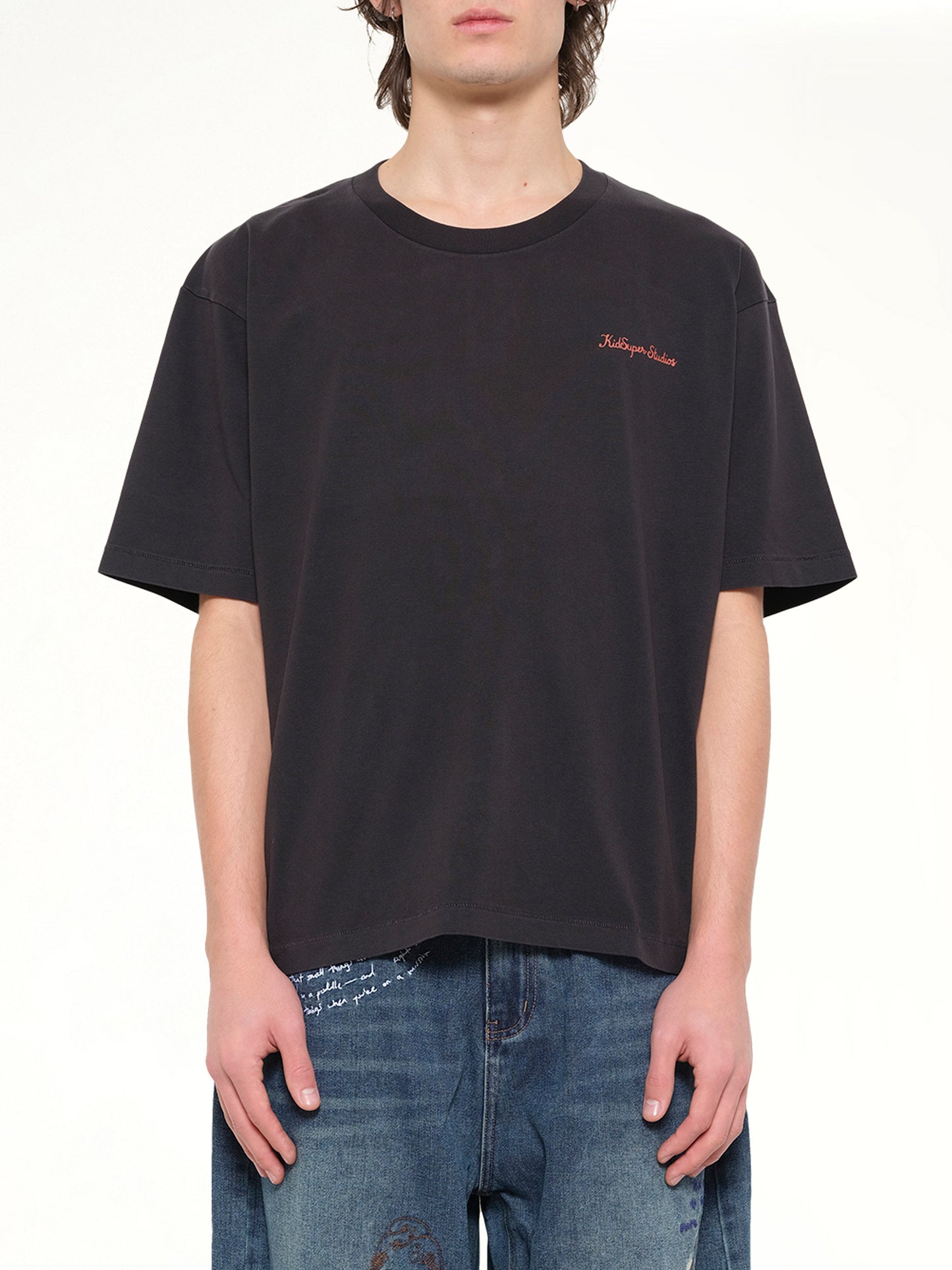 Dove Pattern T-Shirt in Washed Black