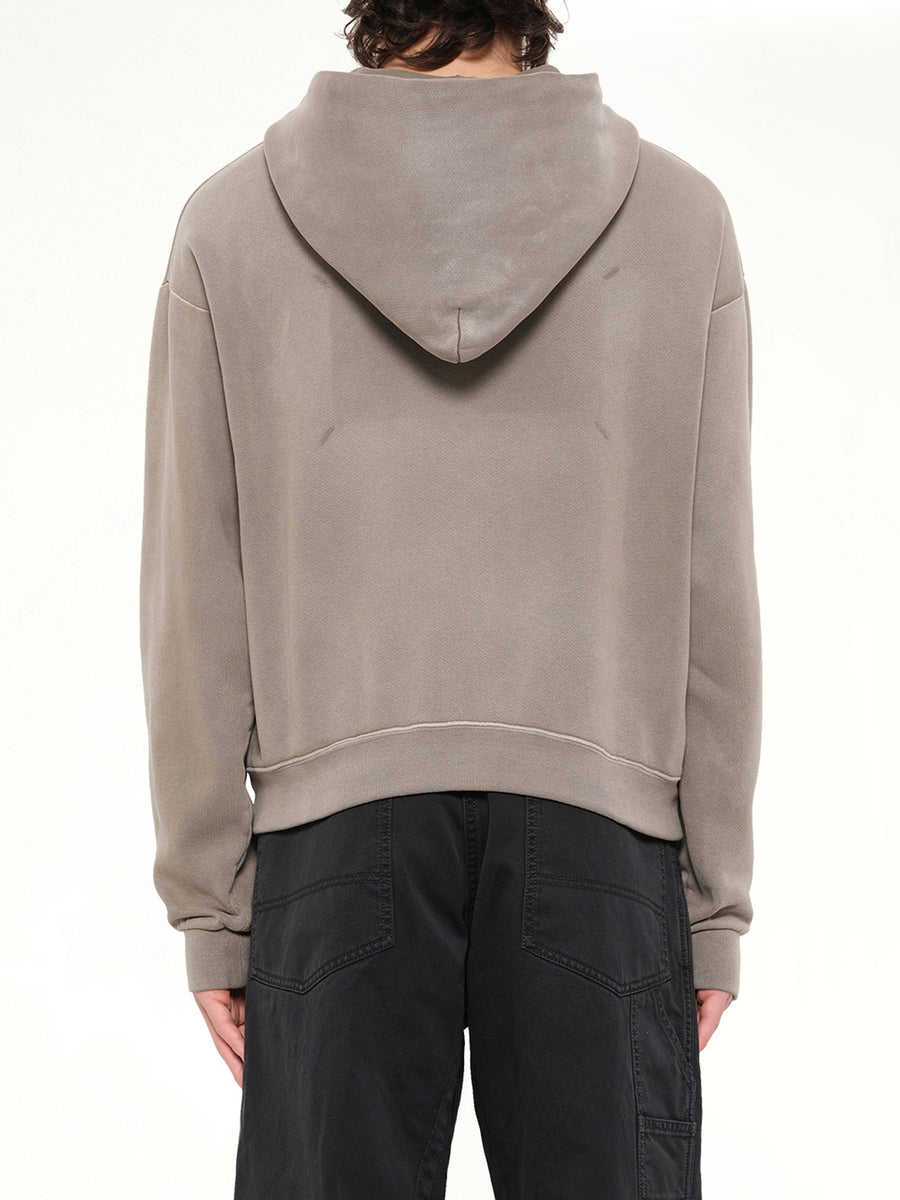 4-Stitch Zipped Hoodie in Brown