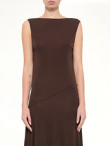 Jersey Crepe Backless Dress in Marroon Fonce