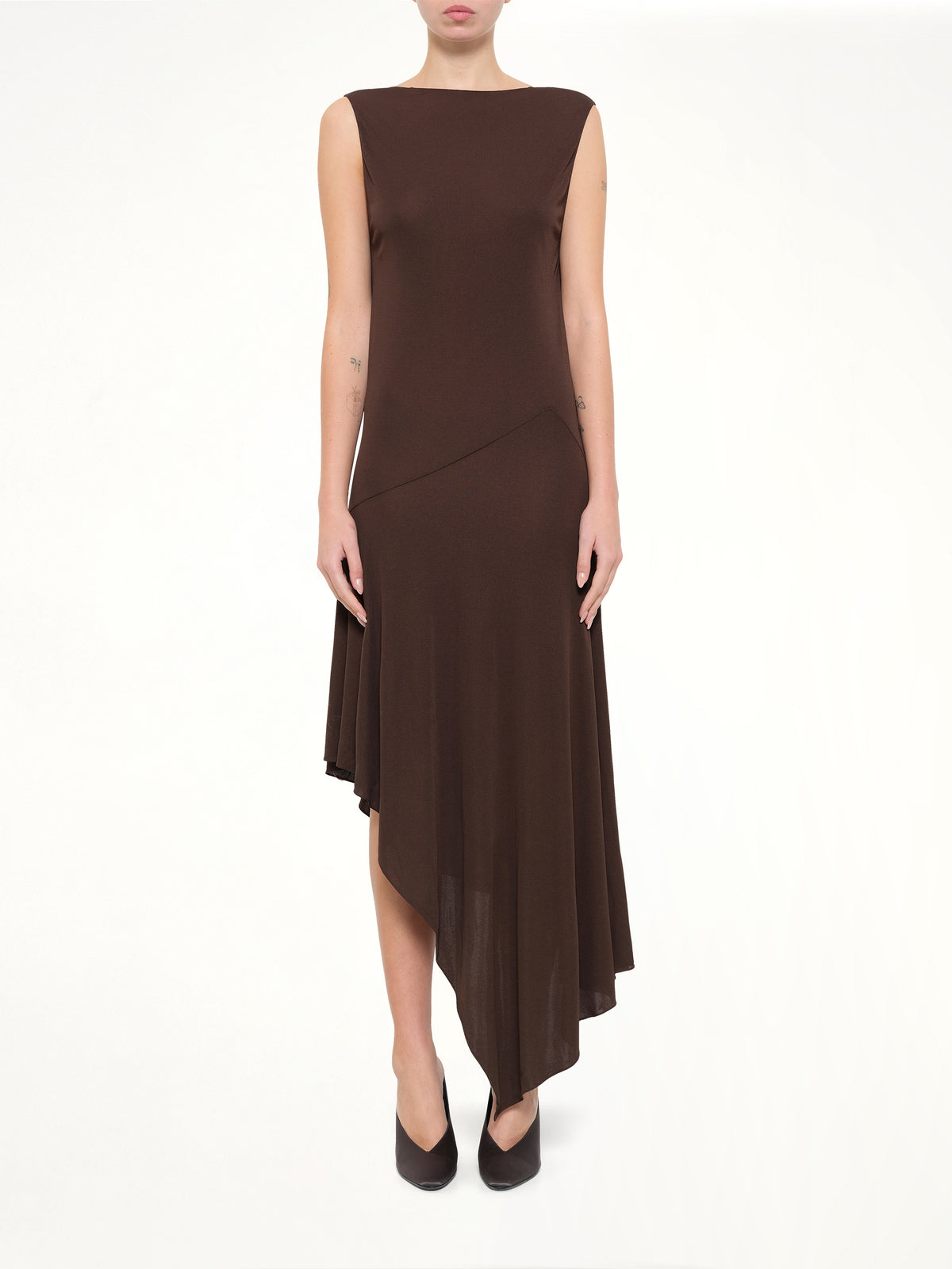 Jersey Crepe Backless Dress in Marroon Fonce