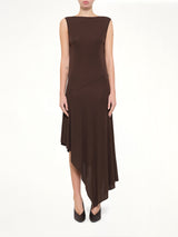 Jersey Crepe Backless Dress in Marroon Fonce