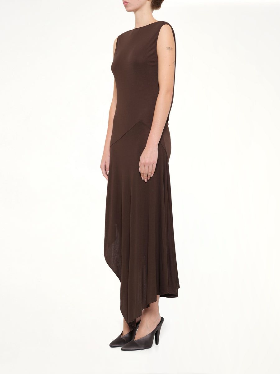 Jersey Crepe Backless Dress in Marroon Fonce