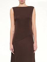 Jersey Crepe Backless Dress in Marroon Fonce