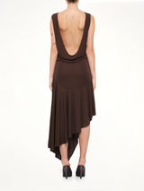 Jersey Crepe Backless Dress in Marroon Fonce