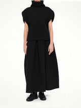 Low Gauge Crease Highneck Top in Black