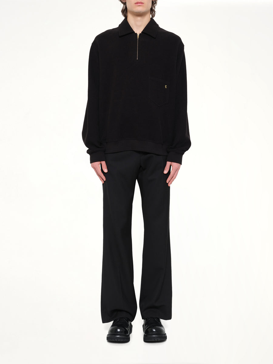 Cotton Quarter Zip Sweatshirt in Black