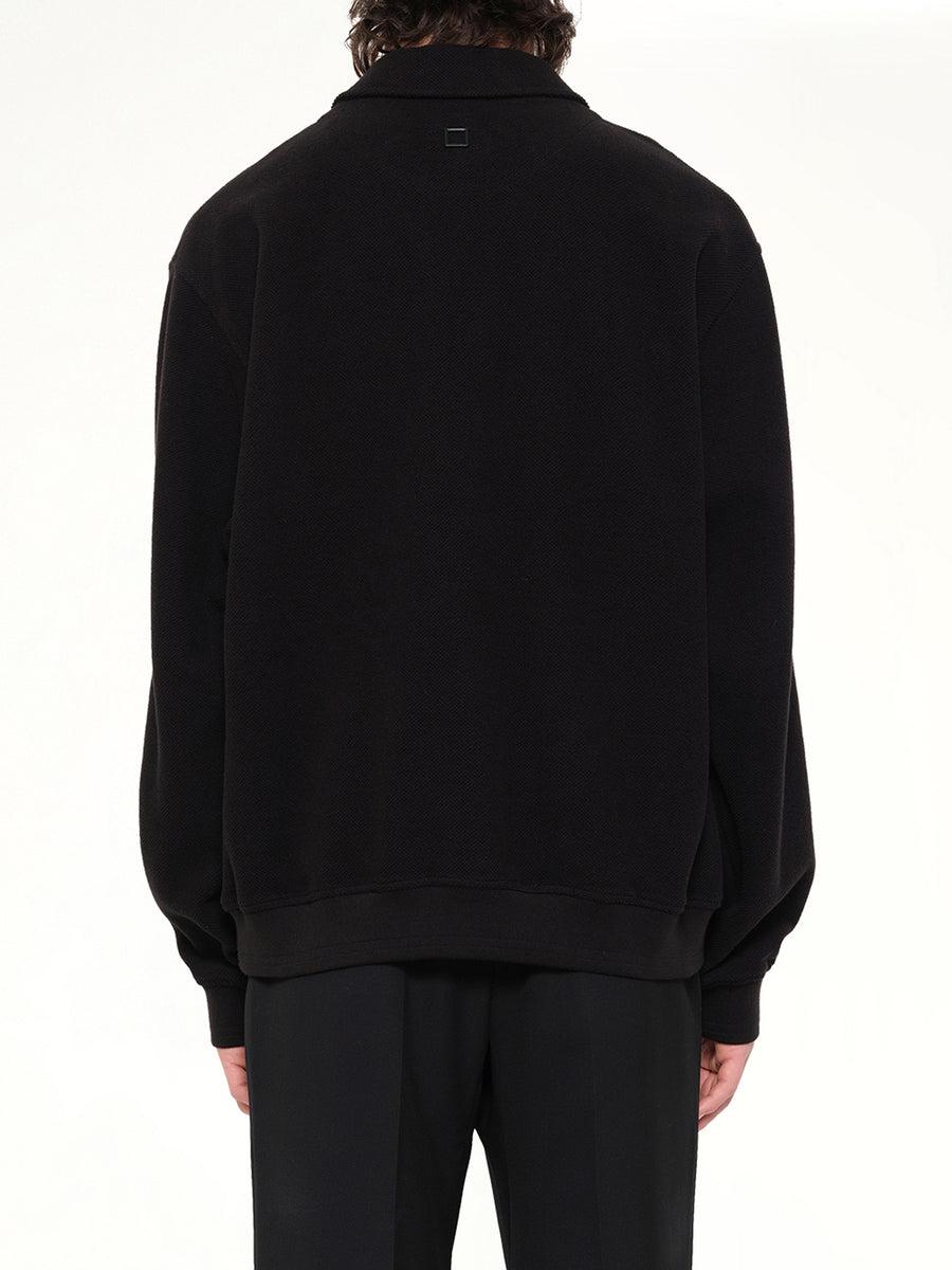 Cotton Quarter Zip Sweatshirt in Black