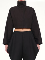 Silk Cotton Cropped Jacket in Black