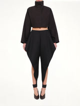 Silk Cotton Cropped Jacket in Black