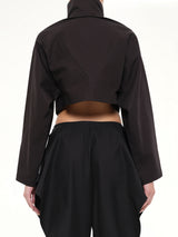 Silk Cotton Cropped Jacket in Black
