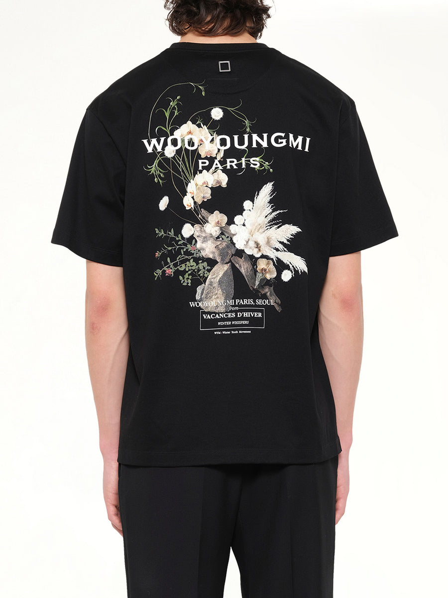 Flower Print T-Shirt in Black