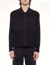 Fluted Shirt Collar Blouson in Black
