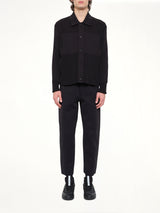 Fluted Shirt Collar Blouson in Black