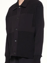 Fluted Shirt Collar Blouson in Black