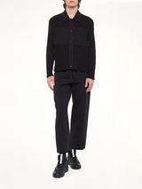 Fluted Shirt Collar Blouson in Black