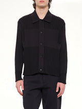 Fluted Shirt Collar Blouson in Black