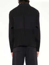 Fluted Shirt Collar Blouson in Black