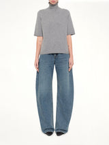 Light Cashmere Highneck Jumper in Heather Grey