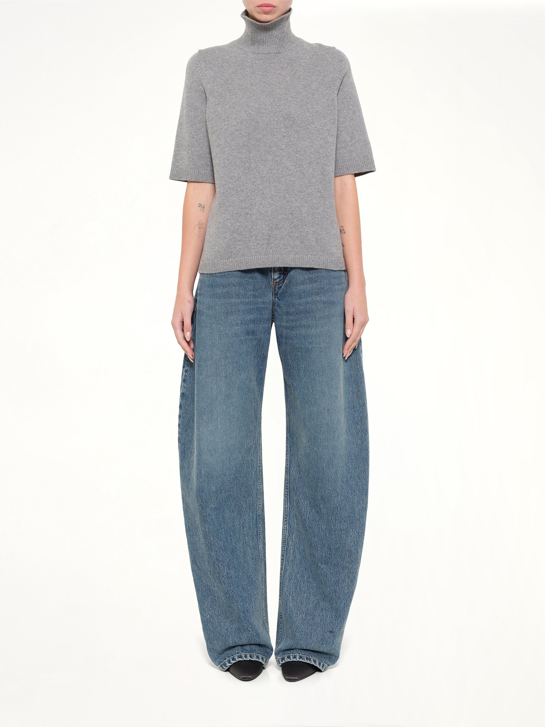 Light Cashmere Highneck Jumper in Heather Grey