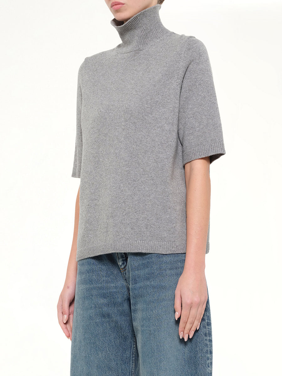 Light Cashmere Highneck Jumper in Heather Grey