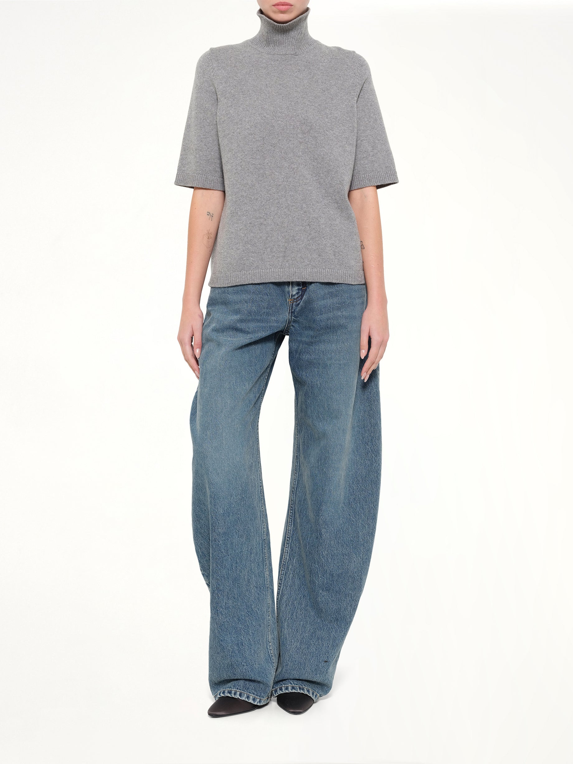 Light Cashmere Highneck Jumper in Heather Grey