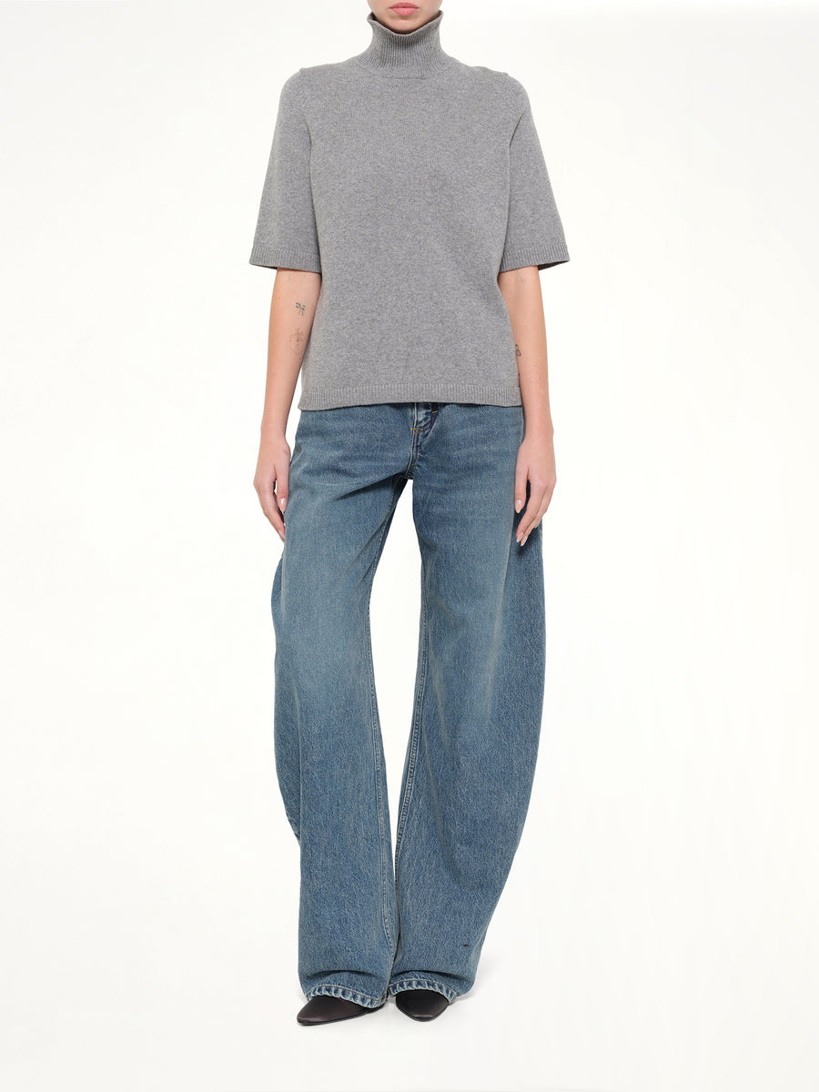 Light Cashmere Highneck Jumper in Heather Grey