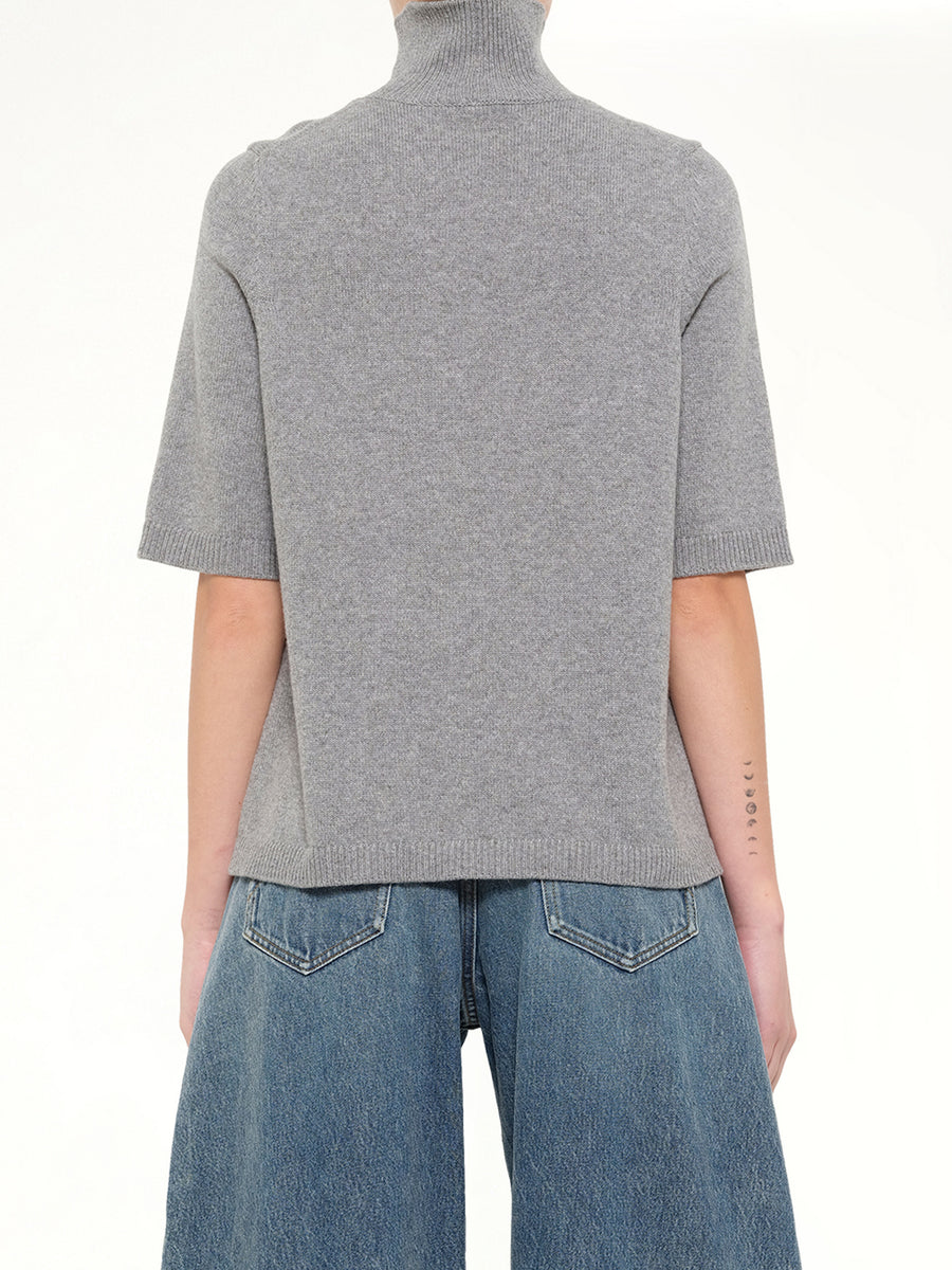 Light Cashmere Highneck Jumper in Heather Grey