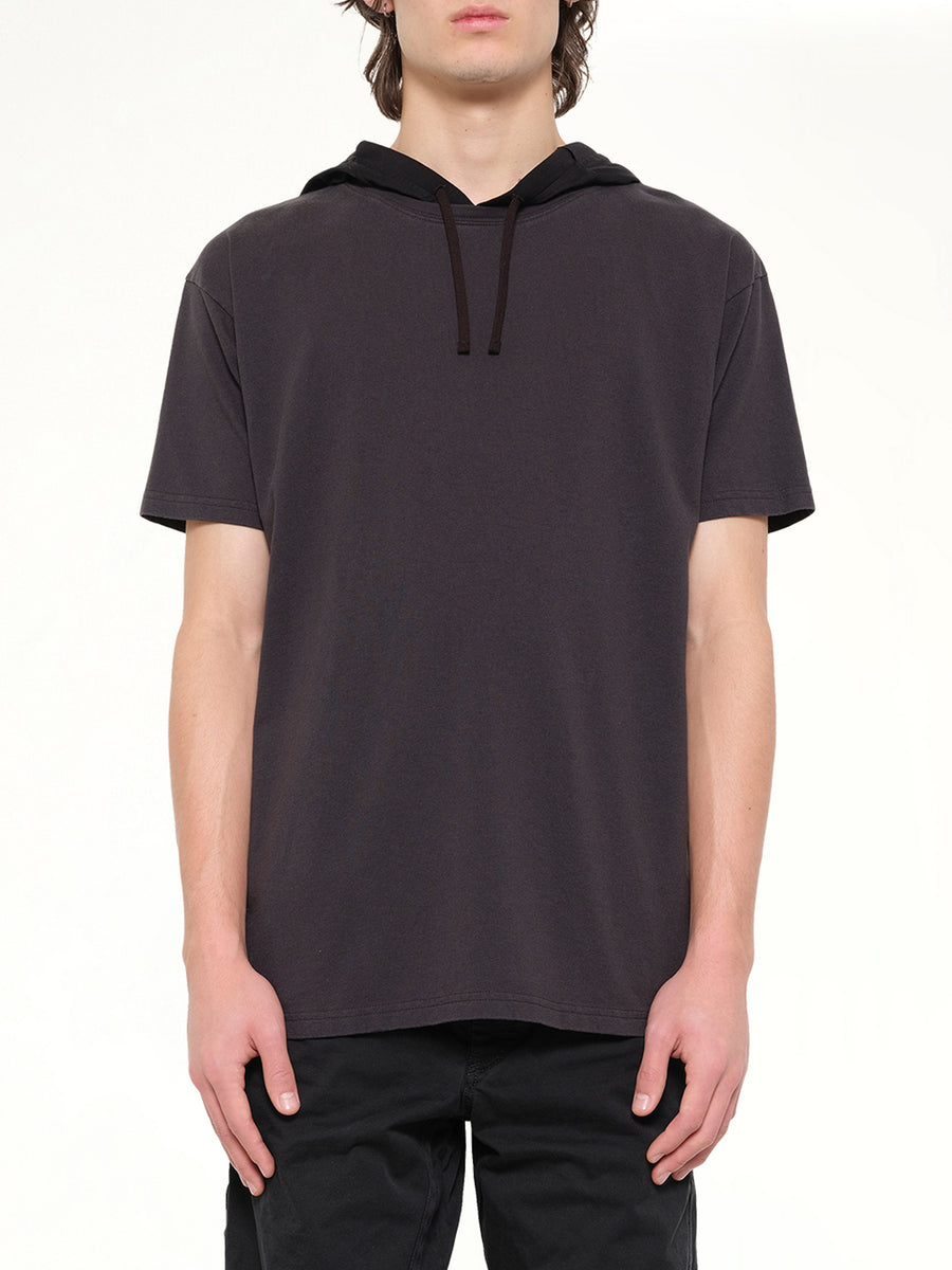Hooded T-Shirt in Washed Black